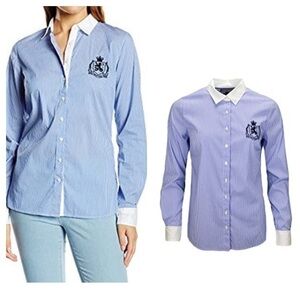 Tommy Hilfiger Women's Fatim Heritage Shirt size 2 Blue/White striped